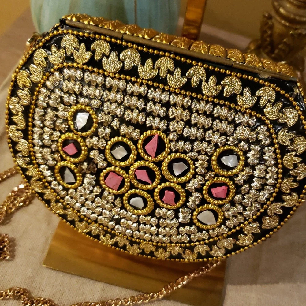RAMLA Mosaic Crossbody Bag in Pink, Blue & Gold (NWOT - MSRP $275) - Picture 8 of 13